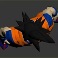 Anime Character Goku 3D Model Figure With Orange Outfit Blue Belt And Chest Emblem