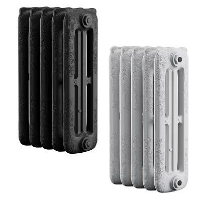 Stylish Black And White Decorative Radiators With Classic Patterns For Home Heating 3d model