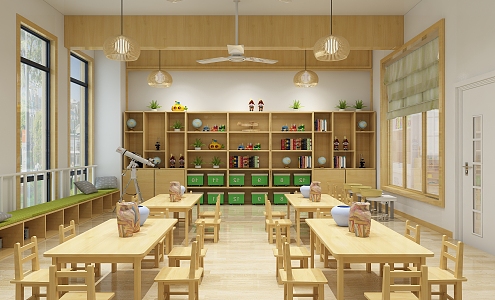 Modern Kindergarten Ceramic Science Classroom 3d model