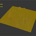 3D Terrain Model Displaying Orange Mountain Ranges And Green Vegetation Features 3d model