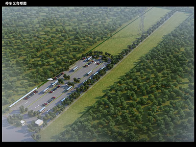 Aerial Planning of Chang'an SkyRail Line With Green Vegetation and Road Layout 3d model