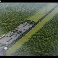 Aerial Planning of Chang'an SkyRail Line With Green Vegetation and Road Layout
