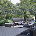 Modern Garden Landscape Design With Green Spaces Paths Water Features And Trees