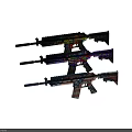 Tactical Rifles With Vibrant Colorful Patterns And Custom Artistic Designs On Dark Background
