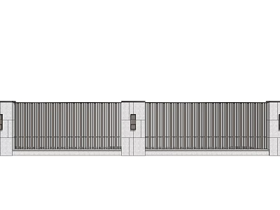 Modern Feature Wall Design With Metal Grille Panels And Stone Base Structure 3d model