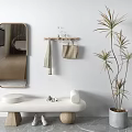 Nordic Shoe Changing Stool Mirror Clothes Hook 3d model