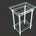 Wooden Frame Side Table With Black Marble Top And Lower Shelf 3d model