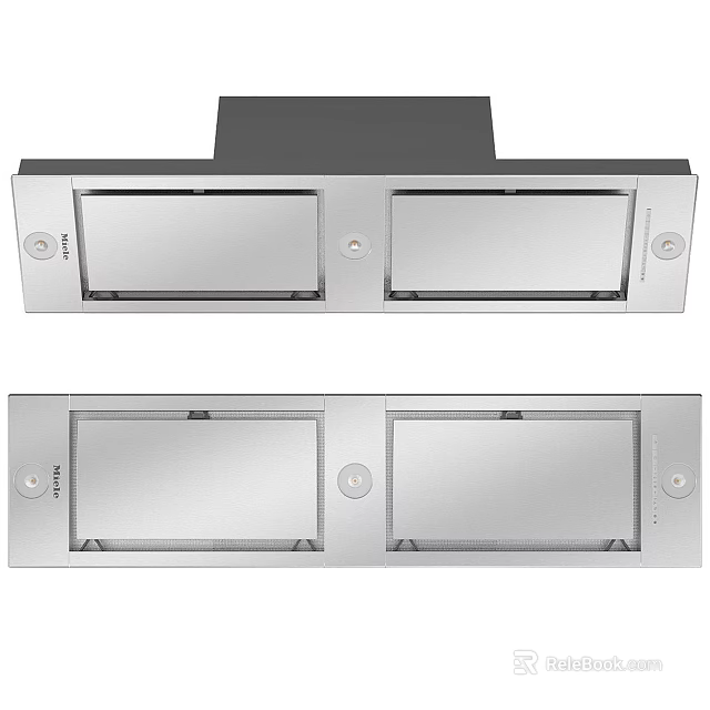 Embedded Stainless Steel Kitchen Range Hood With Double Rectangular Openings 3d model 