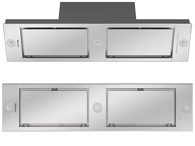 Embedded Stainless Steel Kitchen Range Hood With Double Rectangular Openings 3d model