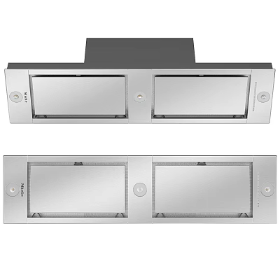 Embedded Stainless Steel Kitchen Range Hood With Double Rectangular Openings 3d model