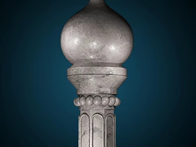 European Architecture Stone Column With Spherical Top And Carved Decorative Details 3d model