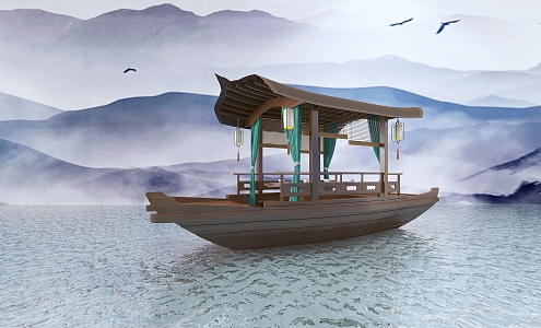 Chinese boat 3d model