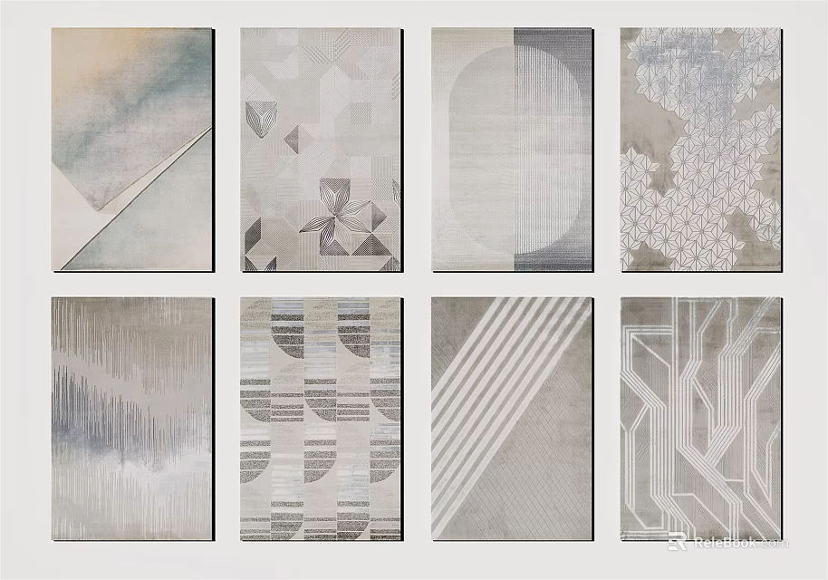 Stylish Square Rugs With Modern Geometric Patterns And Abstract Textures Design 3d model