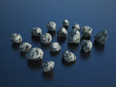 Natural Gray Stones And Wooden Elements For Rustic Decorative Projects 3d model