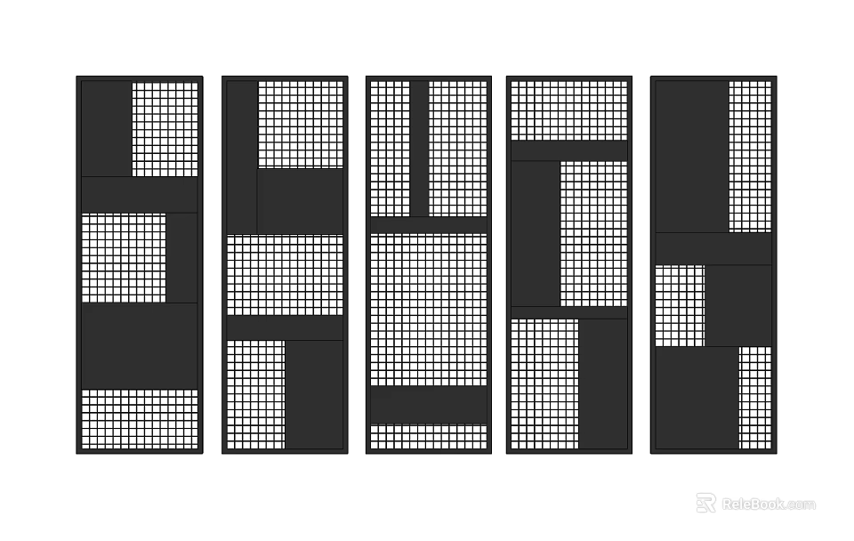Modern Partition Designs With Grid Patterns For Interior Space Separation 3d model 