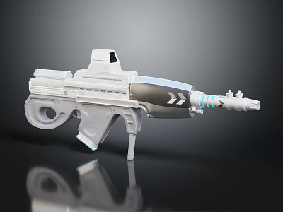 Futuristic Sci Fi Gun With White Gray Body Blue Accents And Modern Design 3d model