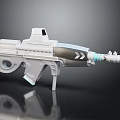 Futuristic Sci Fi Gun With White Gray Body Blue Accents And Modern Design