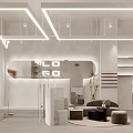 Modern Clothing Store Interior With Clothing Racks Sofa Cashier Counter And Lighting
