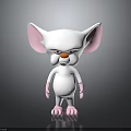 White Cartoon Creature Character With Big Pink Ears Red Nose And Angry Expression 3d model