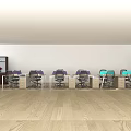 Modern Spacious Open Plan Office Desks With Ergonomic Chairs And Under Desk Storage Cabinets