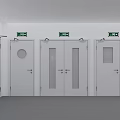 Fire Safety Equipment Setup Featuring Red Cabinets Extinguishers White Doors And Wall Signs