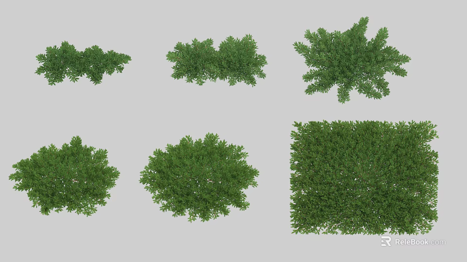 Green Shrubs in Various Shapes for Garden Landscaping and Design Projects 3d model 