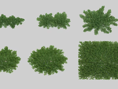 Green Shrubs in Various Shapes for Garden Landscaping and Design Projects 3d model