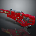 Futuristic Red Sci Fi Weapon With Metallic Structure And Green Indicator Light 3d model