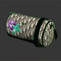Stylish Patterned Duffel Bag With Purple Green Accents And Black Strap