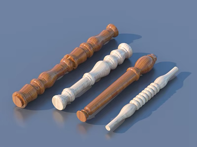 Decorative Wooden And White Columns With Twisted Design For Interior Decor 3d model