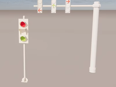 Traffic Light And Signal Pole With Red Green Arrow Direction Indicators 3d model