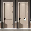 Modern Light Wood Swing Doors With Dark Frames And Black Handles