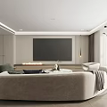 Modern Living Room With Sofa Armchair Round Rug And Floor To Ceiling Windows