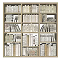Well Organized Bookcase With Multiple Shelves And Various Books For Home Library