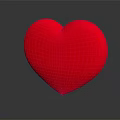 Smooth Shiny Red Heart Shape Object on Dark Gray Background With Reflection