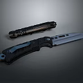 Tactical Folding Knife With Black Handle And Silver Sharp Blade Design