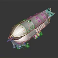 Sleek Metallic Watercraft 3D Model With Retro-Futuristic Design Shiny Exterior And Streamlined Structure