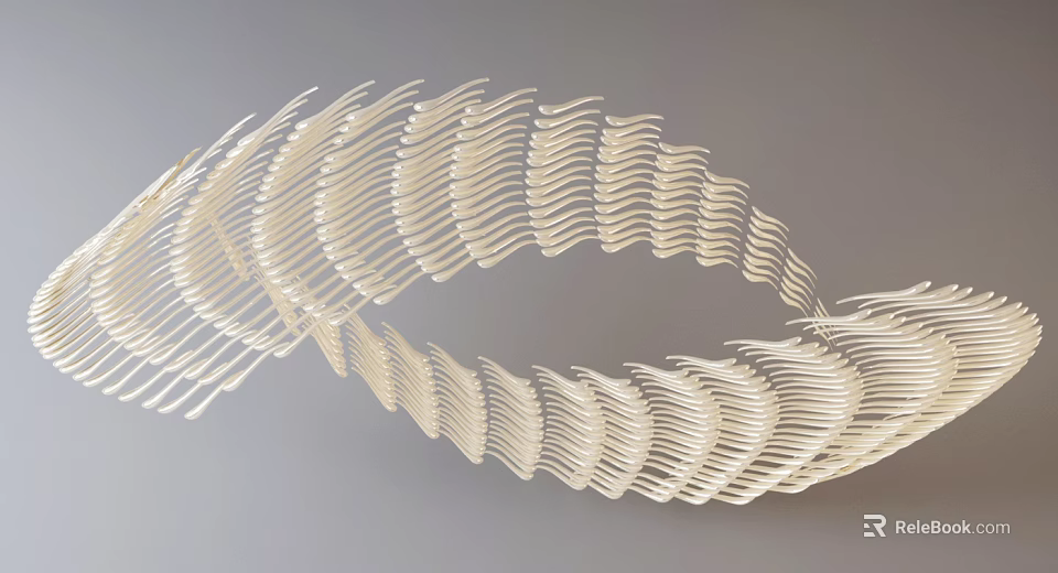 Modern Spiral Wave Chandelier With White Curved Lines For Interior Decor 3d model 