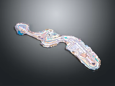 Detailed Colorful Amusement Park Layout With Winding Paths And Recreational Zones 3d model
