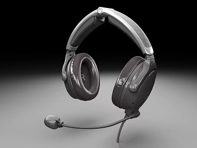 Wired Over Ear Headphones With Flexible Microphone And Soft Leather Ear Cups 3d model