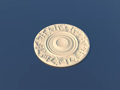 Ivory White Circular Sculpture Carving With Intricate Patterns And Concentric Design 3d model
