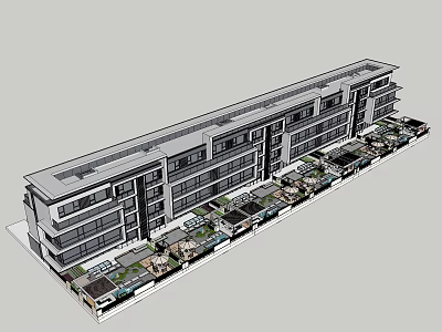 Modern Multi Storey Building Exterior Design With Courtyard And Windows 3d model