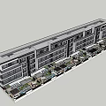 Modern Multi Storey Building Exterior Design With Courtyard And Windows 3d model