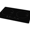 Modern Electric Cooktop Kitchen Appliance With Black Glass Surface Two Heating Zones And Digital Buttons