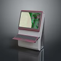 Vintage Desktop Computer With Pink Frame Green Code Display And Integrated Keyboard 3d model