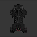 Black Metal Frame Dune Buggy With Large Tires And Red Accents