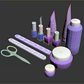 Purple Essential Daily Life Supplies Including Scissors Bottles Tubes And Round Lids