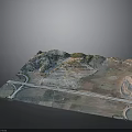 Detailed 3D Terrain Model With Roads Mountains And Farmland