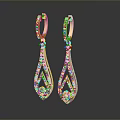 Elegant Golden Teardrop Earrings With Sparkling Diamond Pendant Design For Women