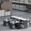 Modern Public Office Desk and Chair 3d model